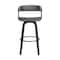 Armen Living Topanga 26" Swivel Black Wood Counter Stool in Gray Faux Leather with Golden Bronze Metal LCTOBABLKGRY26 - alternate 5